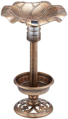 Alpine Corporation | 31" Tall Outdoor Birdbath with 2 Bird Figurines — Shallow and Wide Bird Feeder, Bronze Garden Accent