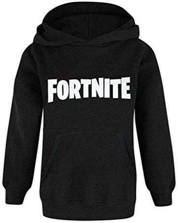 FORTNITE Hoodie Boys Kids Game Hooded Long Sleeve Jumper Black