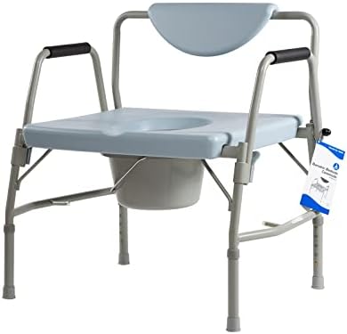 Dynarex Bariatric Drop Arm Bedside Commode, Multi-Use Portable Toilet Chair with 650 Pound Weight Capacity and a Heavy-Duty Steel Frame, Grey