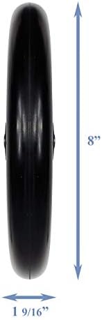 Caster Wheel, Hard Rubber Tire, 8" x 1"- 2 3/8" Hub Width, Fits Most Sunrise, Medline, Drive, Invacare, E&J, Guardian