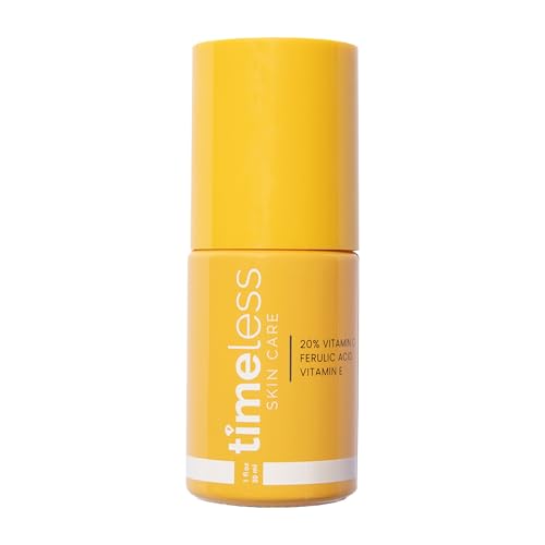 Timeless Skin Care Vitamin C Serum with Vitamin E & Ferulic Acid - Brightening Serum - for Oily & Dry Skin - Fragrance-Free - 1 oz | Vitamin C Serum for Even Skin Tone and Collagen Support, Antioxidant-Rich Advanced Skincare Formula, Lightweight
