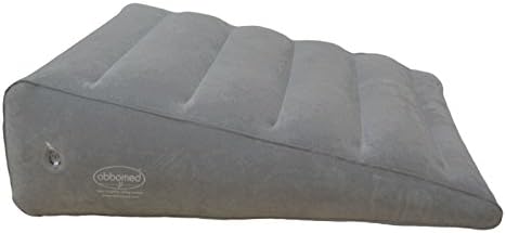 ObboMed HR-7510 Inflatable Portable Bed Wedge Pillow with Velour Surface for Sleeping, Travel, Trip Vacation, Horizontal Indention Prevent Sliding, 23” x 22” x(7.5”~1.5”), Cyan