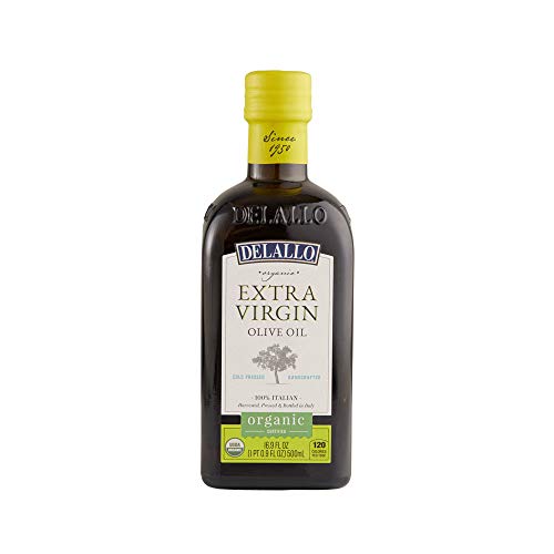 DeLallo Organic Extra Virgin Olive Oil, Imported from Italy, Gourmet Oil for Dipping and Drizzling, Made With First Cold Pressing of Olives