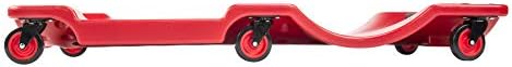 Pro Lift Mechanic Plastic Creeper 40 Inch - Blow Molded Ergonomic HDPE Body with Padded Headrest & Dual Tool Trays - 350 Lbs Capacity Red