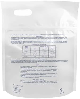 Robelle 4-Pounds Premium Chlorine Stabilizer and Conditioner | Concentrated Cyanuric Acid for Pools, Pool Stabilizer, Helps Chlorine Last Longer, 6 oz raises CYA 10 ppm per 5,000 gallons