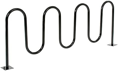 Global Industrial 94" L Wave Bike Rack, Fange Mount, 9-Bike Capacity, Black | Powder Coated Steel, Commercial Bike Rack for Stores, Parks