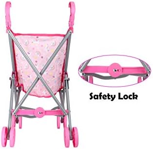Dream Collection, Doll Stroller - Metal Fold Up and Down Umbrella Stroller for Realistic Pretend Play, Pink - 23”