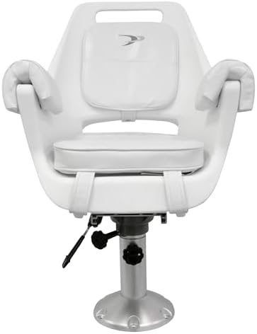 Wise 8WD007-6-710 Deluxe Pilot Chair with Cushions, Mounting Plate, Adjustable Height Pedestal and Seat Slide | Roto-molded marine grade frame
