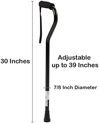 McKesson Cane, Black, 30 in, 39 in, 1 ct | Offset-Handle, Aluminum