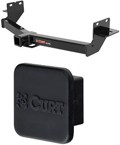 Curt 13153 22272 Class 3 Trailer Hitch with 2 Inch Receiver and 2 Inch Rubber Hitch Tube Cover Bundle for Hyundai Santa Fe and Santa Fe XL