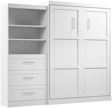 BESTAR Pur Murphy, Space-Saving Wall Bed for Multipurpose Room, Queen, White | Supports up to 1000 lb, min. ceiling height 91.1 in.