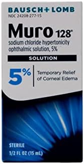 Muro 128 5% Sodium Chloride Hypertonicity Ophthalmic Solution, from Bausch + Lomb, 0.5 Fl Oz for Temporay Relief of Corneal Edema (1 Box Only)