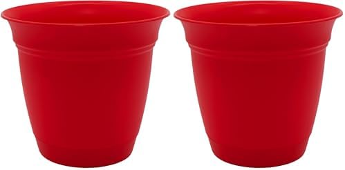 The HC Companies Eclipse Round Planter with Saucer - Outdoor & Indoor Plant Pot with Drainage Holes - Lightweight