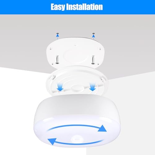 Battery Powered LED Ceiling Light Wireless Motion Sensor Light 300 Lumens 5W for Indoor Outdoor, Closet, Pantry, Stair, Garage, Basement