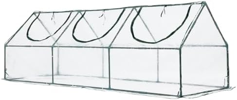 Aoodor 6 x 3 x 3 ft Mini Greenhouse with 2 Zipper Doors, Water-Resistant, UV-Protected for Flowers, Vegetables, and Herbs, Green