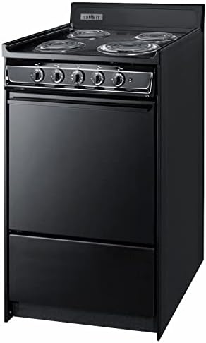Summit 20" 4 Burner Electric Range, Black - TEM110C