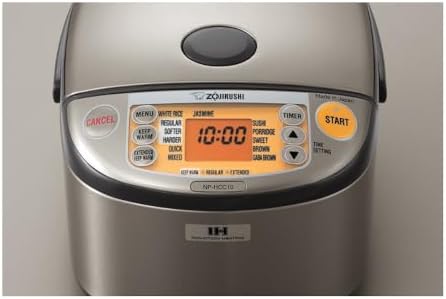 Zojirushi NP-HCC10XH Induction Heating System Rice Cooker and Warmer, 5.5-Cup, Stainless Dark Gray