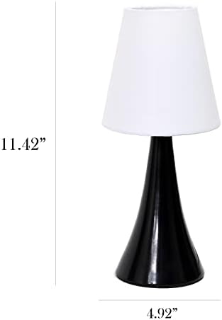 Simple Designs LT2014-WHT-2PK Valencia Brushed Nickel Mini Touch Table Lamps with Fabric Shades, White (Pack of 2)