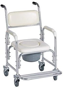 HEALTHLINE Shower Bedside Commode Chair Padded Seat With Wheels by Healthline