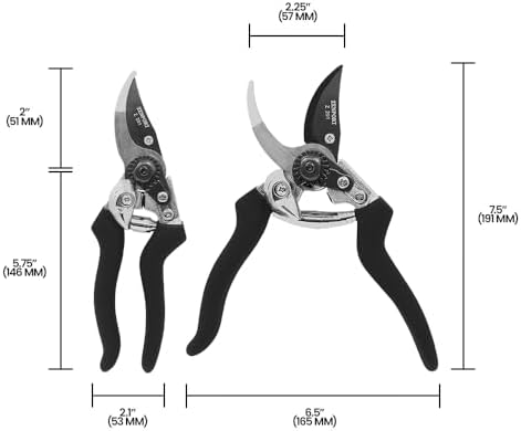 Zenport Z201 Heavy Duty Pruner, Bypass Euro, Black Handles, Steel, 8-Inch