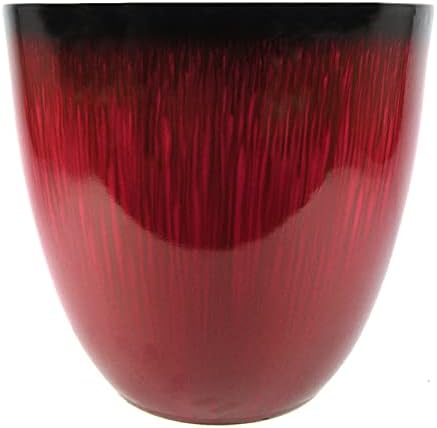 (EPR18-105) Large Egg Shaped Planter - Modern Indoor & Outdoor Decorative Flower Pot/Box (18 Inch, Red Flower)