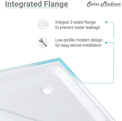 Voltaire 32" x 32" Acrylic White, Single-Threshold, Center Drain, Neo-angle Shower Base