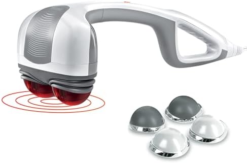 Homedics Back Massager Heated Automatic Percussion Body Massager | with Dual Pivoting Heads, for Back, Body and Neck Massage, Interchangeable Nodes