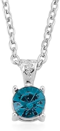 Multi Color Crystal 4pcs 1pc Mirror Pendant Necklace 20"in Silvertone