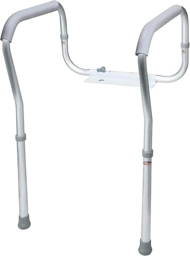 Carex Toilet Safety Rails, Adjustable and Detachable Toilet Safety Frame with Handles for Elderly, Handicap, or Disabled