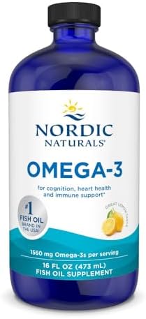 Nordic Naturals Omega-3, Lemon Flavor - 8 oz - 1560 mg Omega-3 - Fish Oil - EPA & DHA - Immune Support, Brain & Heart Health, Optimal Wellness - Non-GMO - 48 Servings