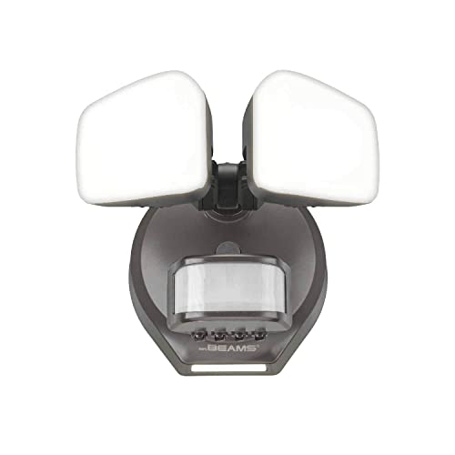 Beams 2900 Lumen 2-Head Outdoor Motion Sensing LED Security Light with Cascading Wall Wash, 1-Pack, White