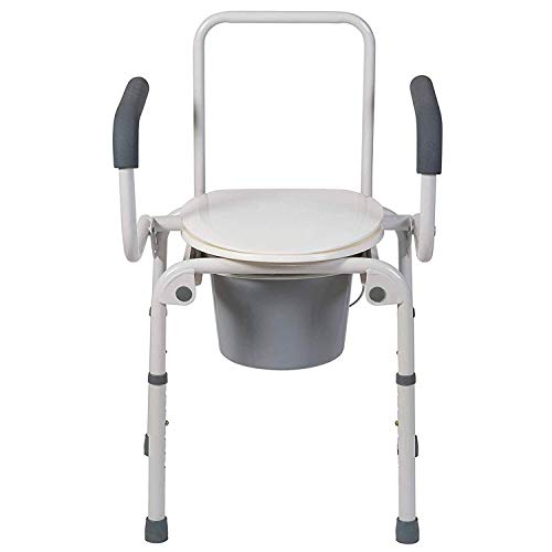 DMI Portable Toilet for Adults, Deluxe Commode For The Elderly, FSA HSA Eligible, Drop Arm Commode For Easy Transfers