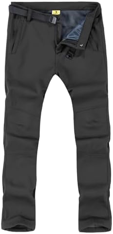 TBMPOY Men's Snow Ski Hiking Pants Waterproof Winter Fleece Lined Pants Camping Skiing Ice Fishing Pants with Belt