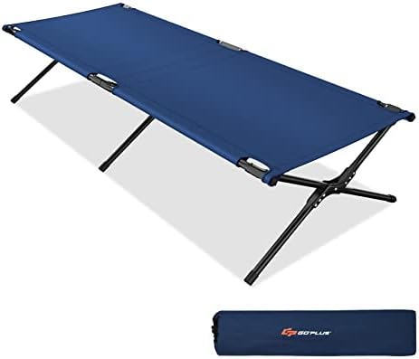 Goplus Folding Camping Cot with Carrying Bag, Portable Lightweight Outdoor Sleeping Bed for Adults Kids, 300LBS Weight Capacity