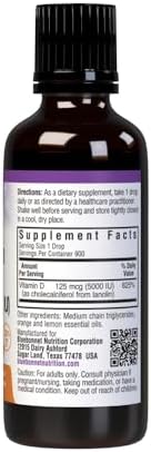 Bluebonnet Nutrition Liquid Vitamin D3 Drops 5000 IU, Aids in Muscle and Skeletal Growth, D3, Non GMO, Gluten Free, Soy Free, Dairy Free, Kosher