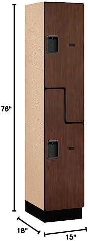 Salsbury Industries 2-Tier S-Style Extra Wide Designer Wood Locker with One Wide Storage Unit, 6-Feet High by 18-Inch Deep, Mahogany