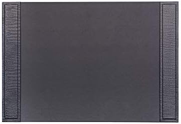 Dacasso Black Crocodile Embossed Leather Desk pad with Side-Rails, 25.5 by 17.25 Inch