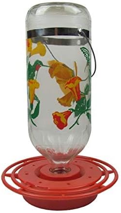 Original Best-1 Flowers Hummingbird Feeder 32 Ounce Glass Bottle, Plastic Base