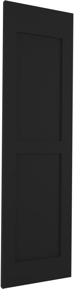 15"W x 72"H Americraft Two Equal Flat Panel Exterior Real Wood Shutters (Per Pair), Black