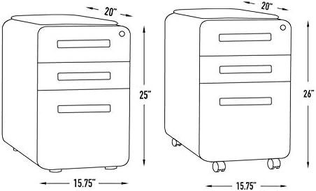 Laura Davidson Furniture STOCKPILE Curve Seated 3-Drawer Mobile File Cabinet with Removable Magnetic Cushion Seat - Metal Filing Cabinet