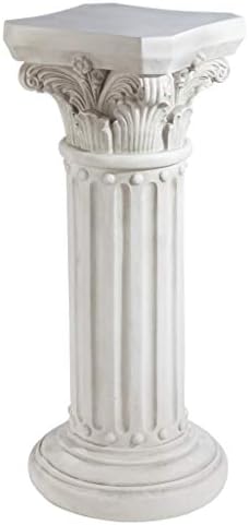 Design Toscano EU2866 Rose Garland Indoor/Outdoor Pedestal Plant Stand, 11 Inches Wide, 34 Inches Tall, Handcast Polyresin, Antique Stone Finish