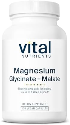 Vital Nutrients Magnesium Glycinate + Malate - 120mg Vegan Magnesium Supplement for Women and Men - Muscle, Heart, Bone Support* - Promotes Relaxation - Gluten, Dairy and Soy Free - 100 Capsules