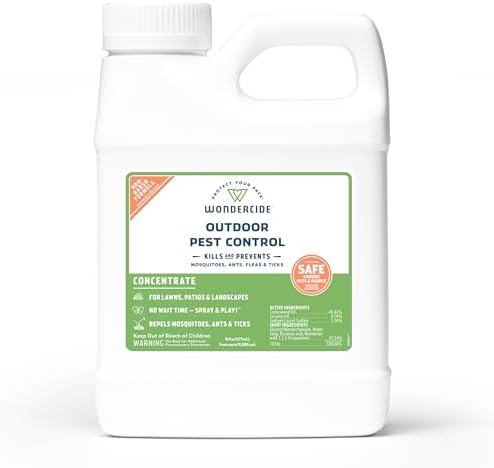 Wondercide - Outdoor Pest Control Spray Concentrate - 16 oz | With Natural Essential Oils - Mosquito, Ant, Roach, and Insect Killer, Treatment, and Repellent - Safe for Pets, Plants, Kids
