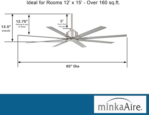Minka-Aire F896-65-BNW Xtreme H2O 65 Inch Outdoor Ceiling Fan with DC Motor in Brushed Nickel Wet Finish