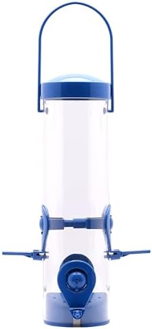 Perky-Pet Navy 2-in-1 Tube Bird Feeder for Outdoors, 4 Port Tube Bird Feeder