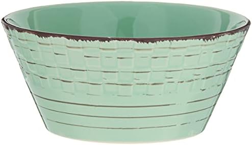 Lorren Home Trends Distressed Weave Dinnerware Set, Buttercup, 16 Piece | Service for 4