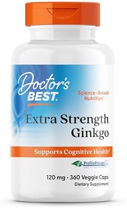 Doctor's Best Extra Strength Ginkgo Biloba Capsules 120 mg - Brain Supplement for Memory and Focus Support, Herbal Cognitive Health Support- 120 Count (Pack of 1)