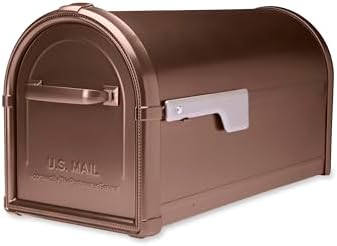 Architectural Mailboxes Hillsborough Post Mount Mailbox, Rubbed Bronze | Galvanized steel build for outside with rust-resistant powder-coat finish and a magnetic door closure. USPS approved.