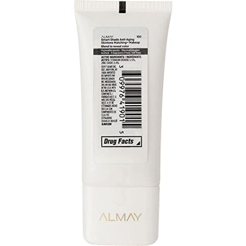 Almay Anti-Aging Foundation, Smart Shade Face Makeup, Medium Coverage, Natural Finish with SPF 20, Hypoallergenic-Fragrance Free, Dermatologist Tested