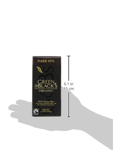Green & Black's Organic Dark Chocolate, 85% Cacao, 90g (Pack of 10)